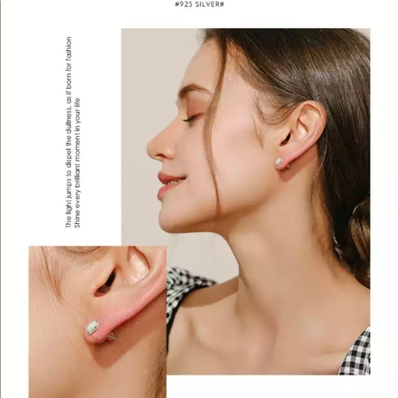 🌟HP🌟New 925 Sterling Silver Jewelry Set Natural Opal Ring & Earrings size7 - Picture 5 of 15